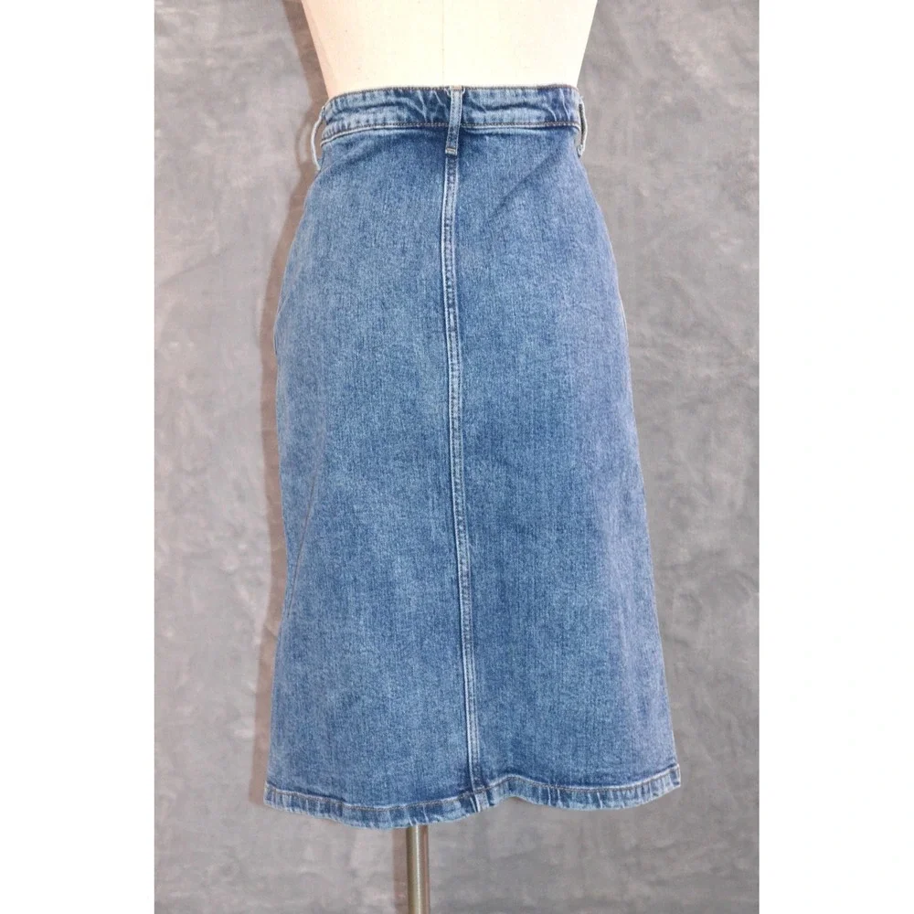 Old Navy Skirt Women's Size 0 Blue Denim A-Line Midi Button Front Waist 28" - Picture 3 of 11